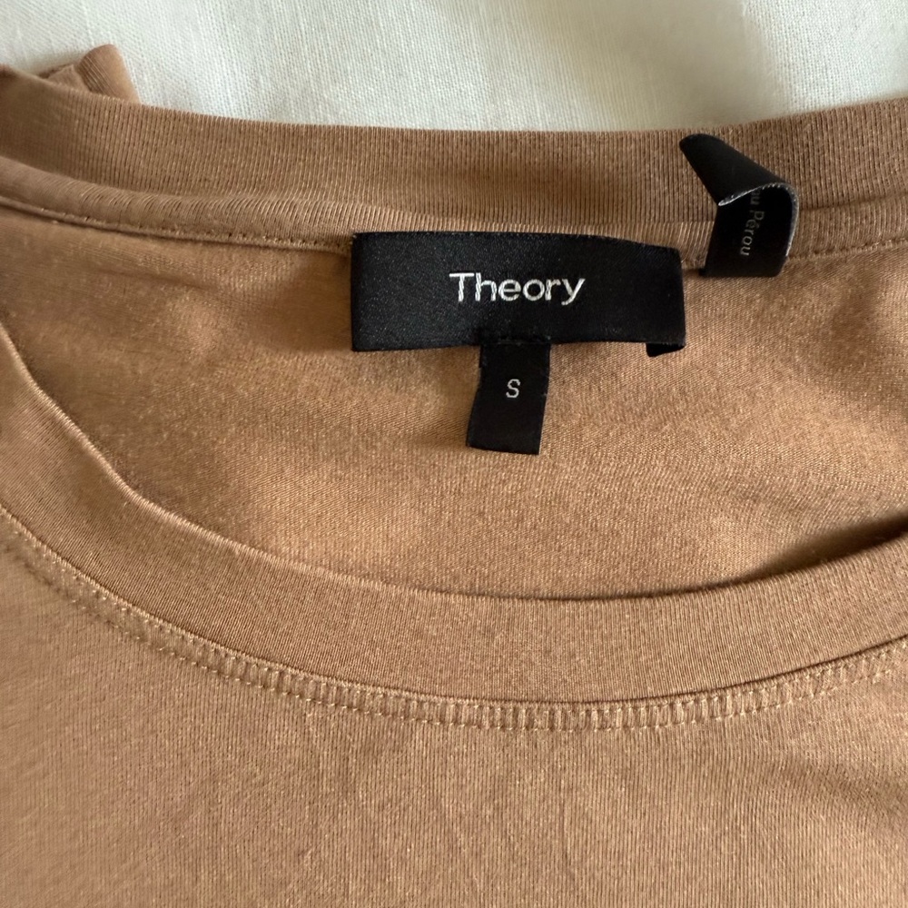 Theory Camel Crew Neck straight maxi dress